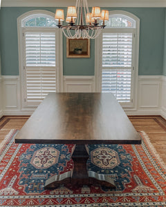 Handcrafted Custom Pedestal Table with Slab top