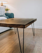 Load image into Gallery viewer, Custom Handcrafted Solid Wood Coffee Table with Metal Legs
